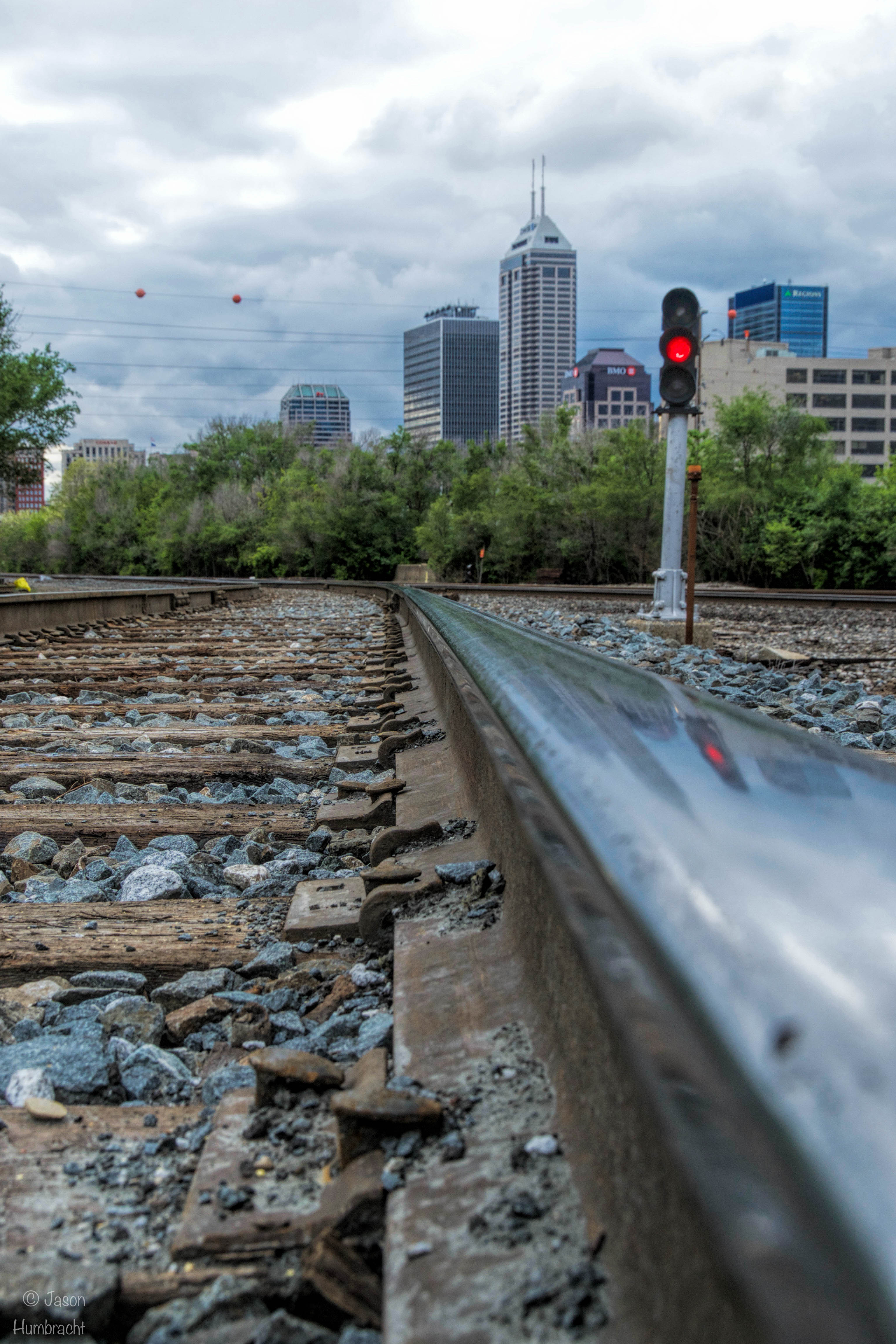 Train Tracks | Indianapolis Skyline | Image By Indiana Architectural Photographer Jason Humbracht