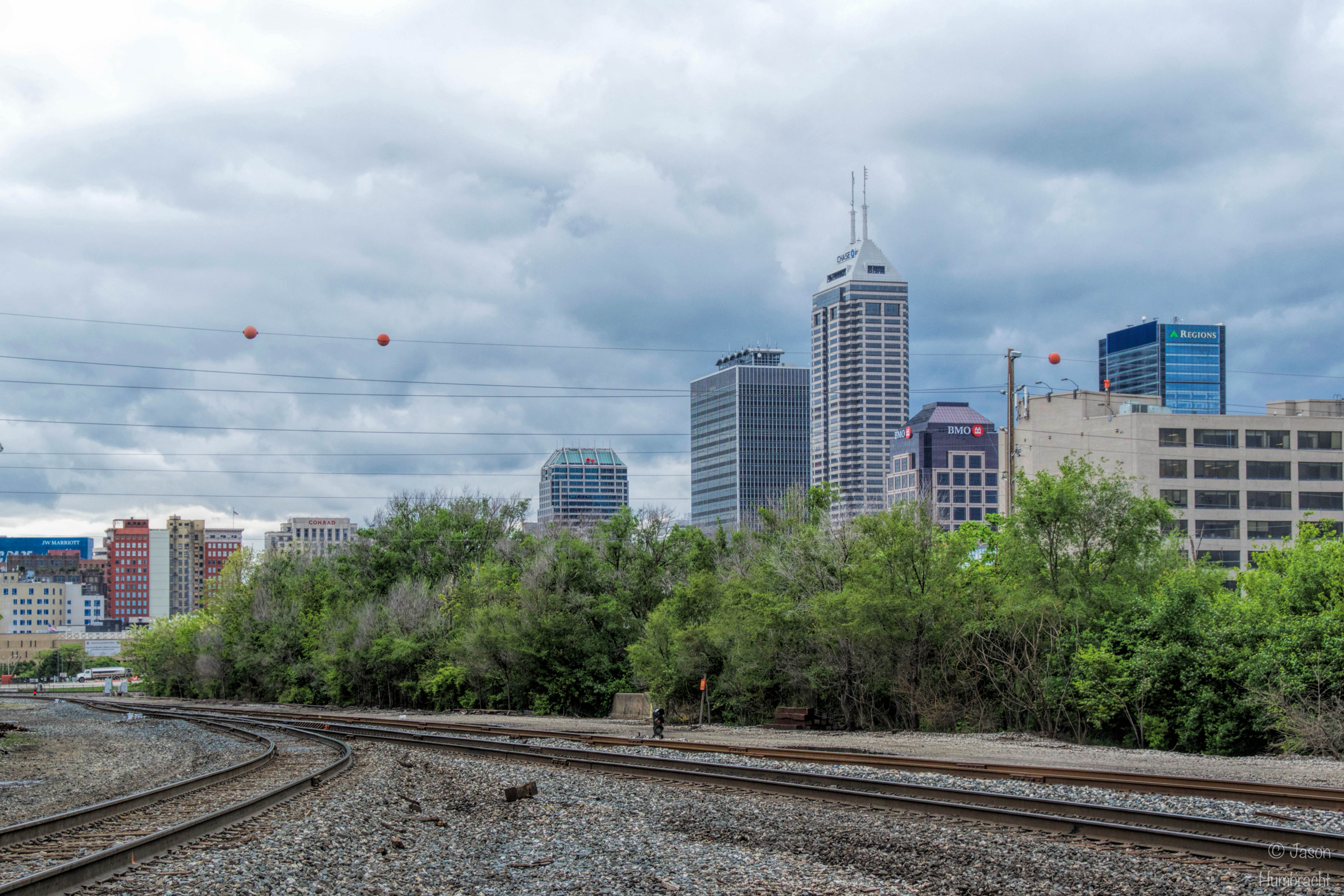 Train Tracks | Indianapolis Skyline | Image By Indiana Architectural Photographer Jason Humbracht