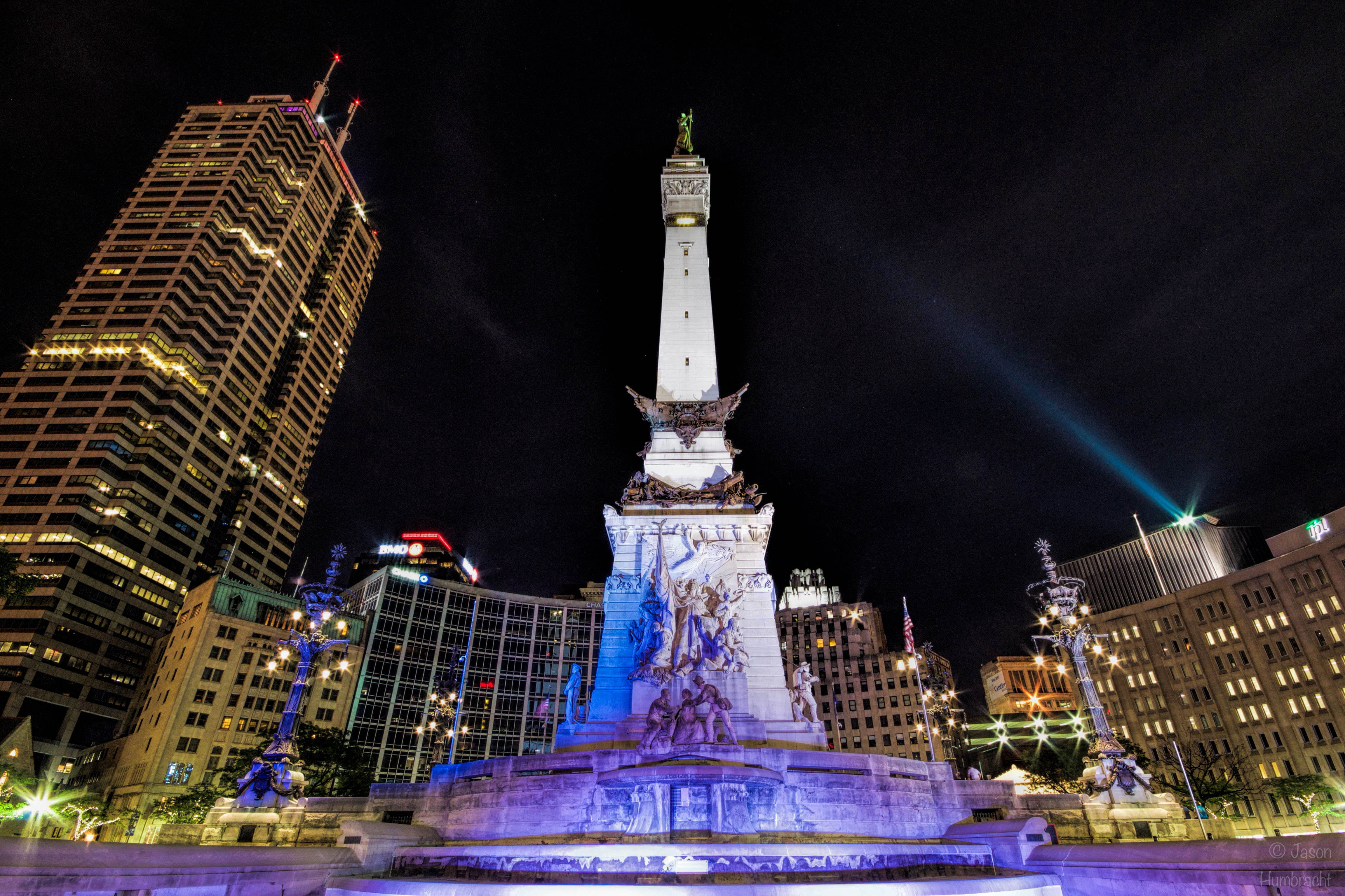 Soldiers' and Sailors' Monument | Monument Circle | Indianapolis Night | Image By Indiana Architectural Photographer Jason Humbracht